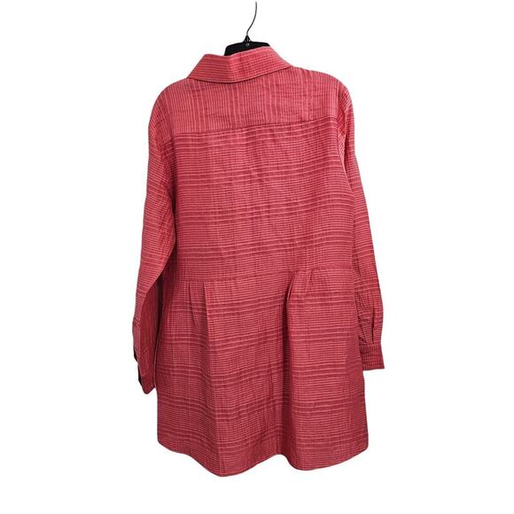 Piazza Sempione Womens Button Up Dress Shirt Pink Coral Linen Cotton Silk Size L - Picture 2 of 7